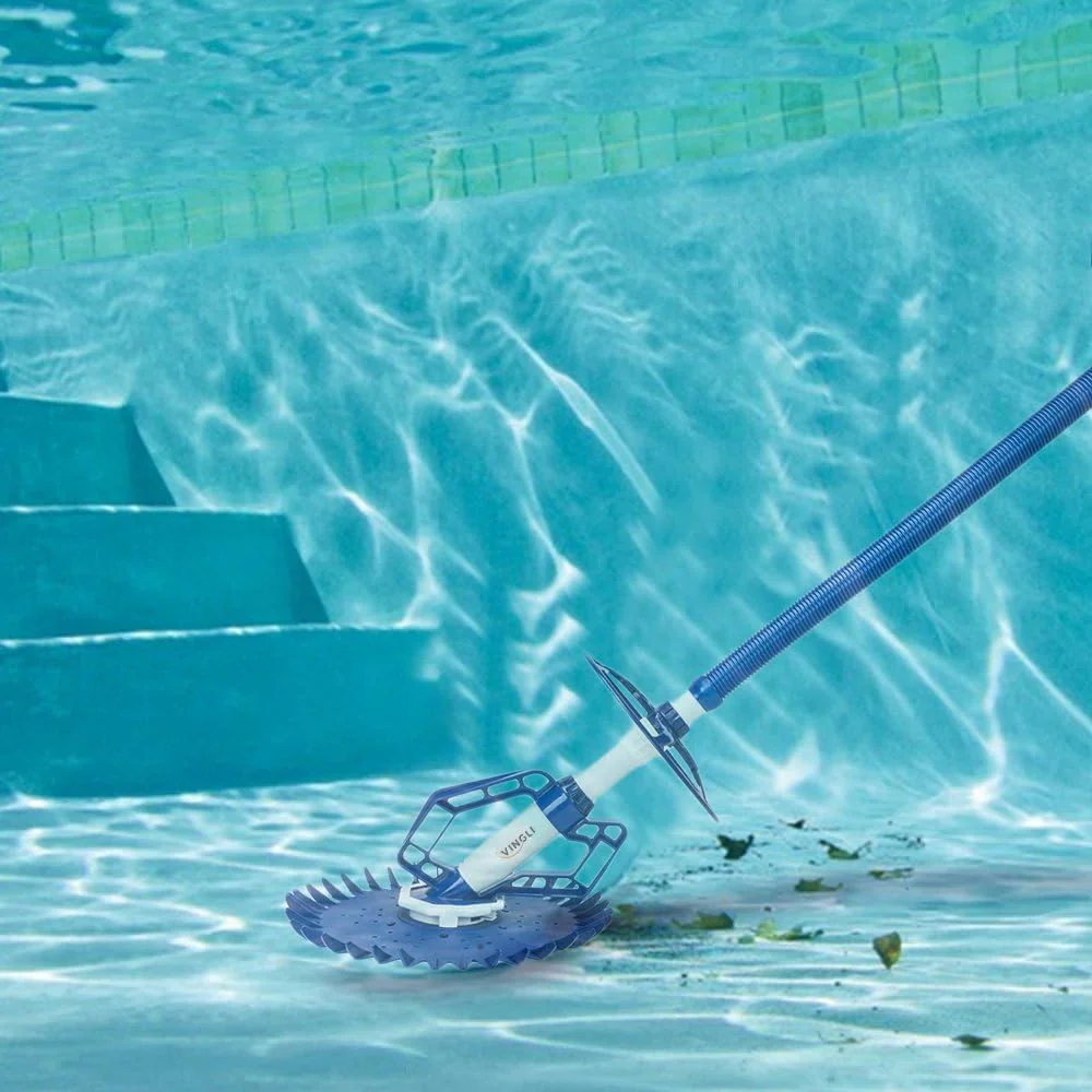 Pool Vacuum Cleaner Automatic Sweeper Swimming Pool Creepy Crawler Vacuum with 33FT Hoses (Navy Blue&White)