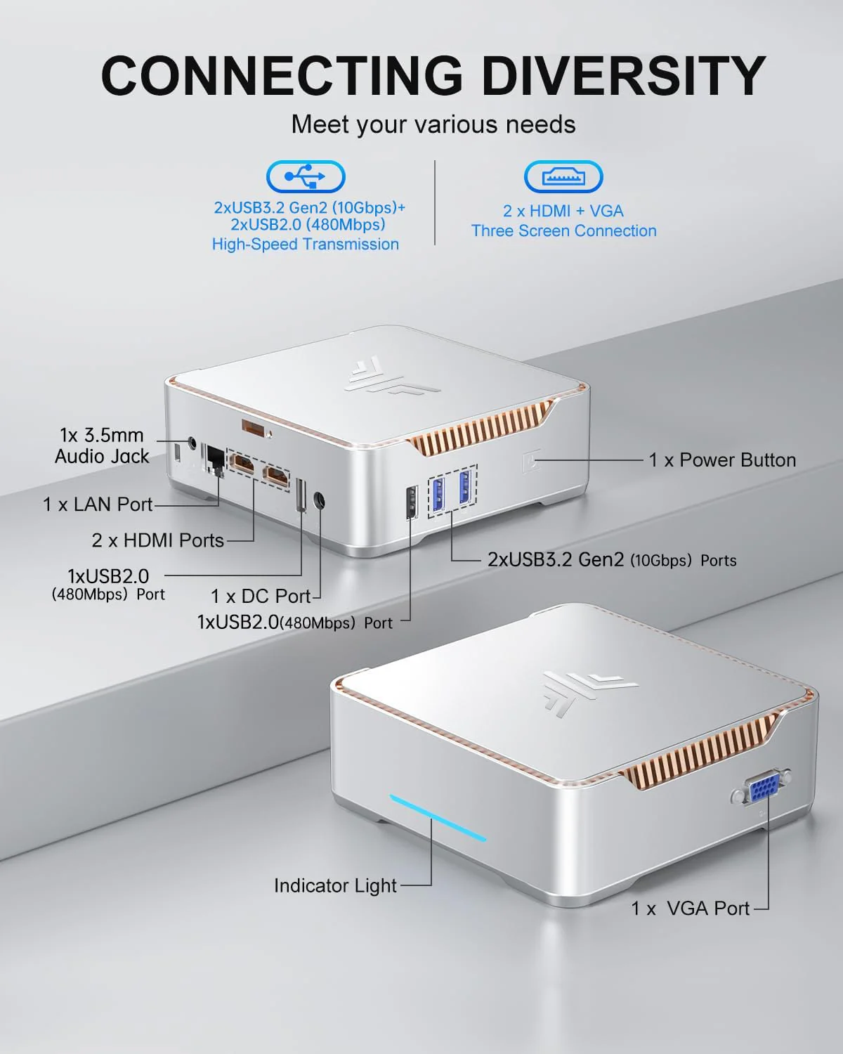 KAMRUI GK3Plus Mini PC, 16GB RAM 512GB M.2 SSD Mini Computers