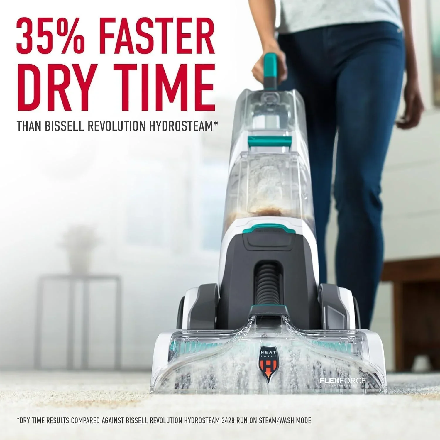 Hoover SmartWash+ Automatic Carpet Cleaner Machine, for Carpet and Upholstery, Deep Cleaning Carpet Shampooer, Carpet Deodorizer and Pet Stain Remover FH52000, Turquoise