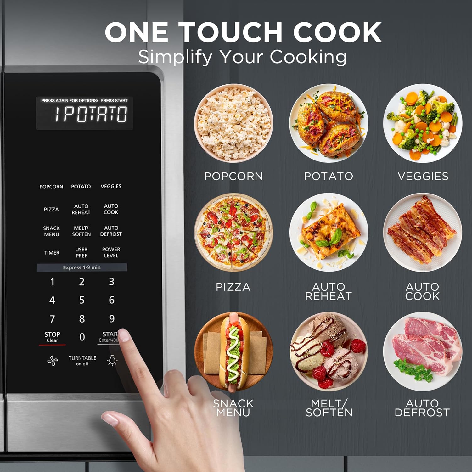 BLACK+DECKER EM044KB19 Over The Range Microwave Oven with One Touch, 1000 Watts, 400 CFM and Auto Cooking, OTR 1.9 Cu.ft