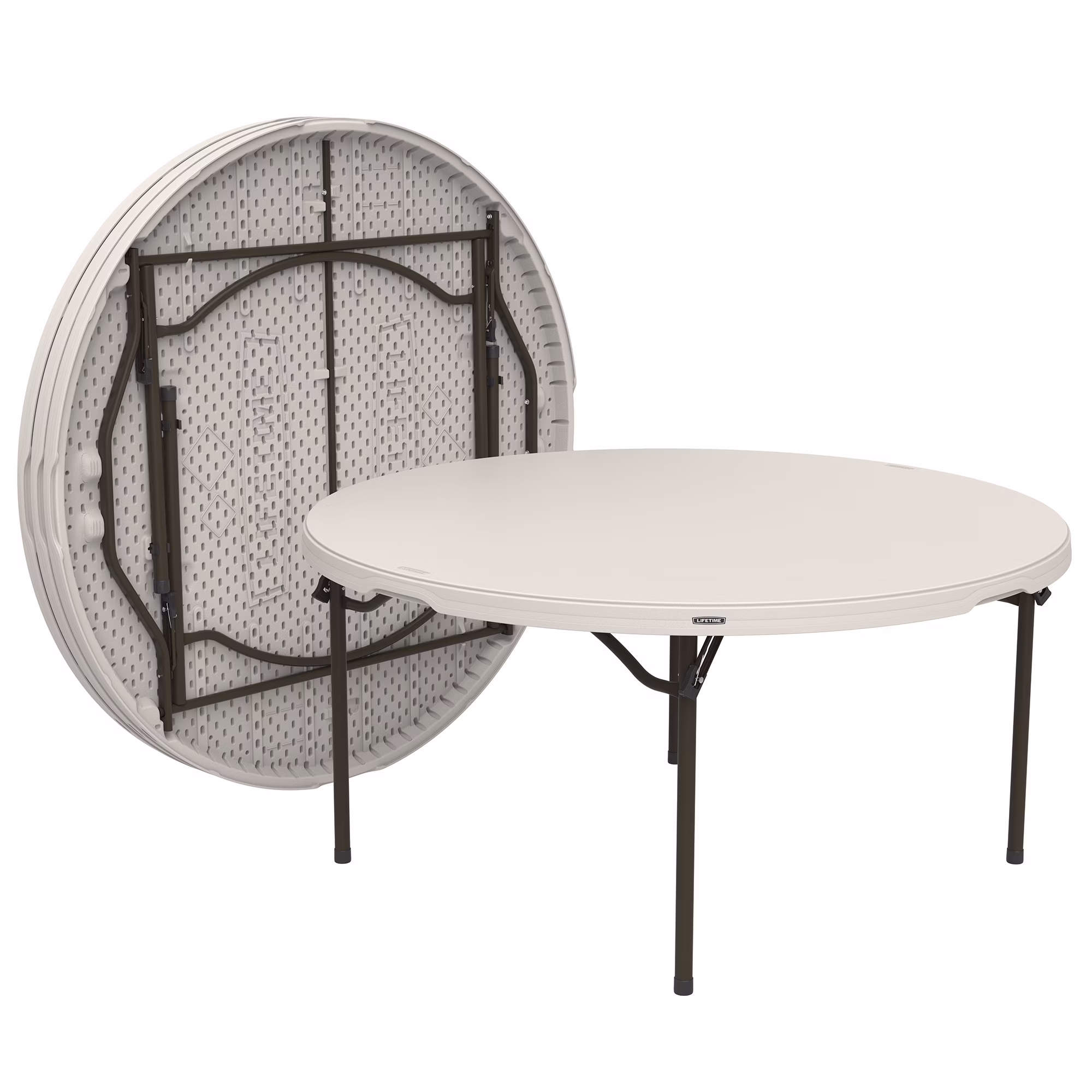 Lifetime 60 inch Round Folding Table, Indoor/Outdoor Commercial Grade, Almond (280435)