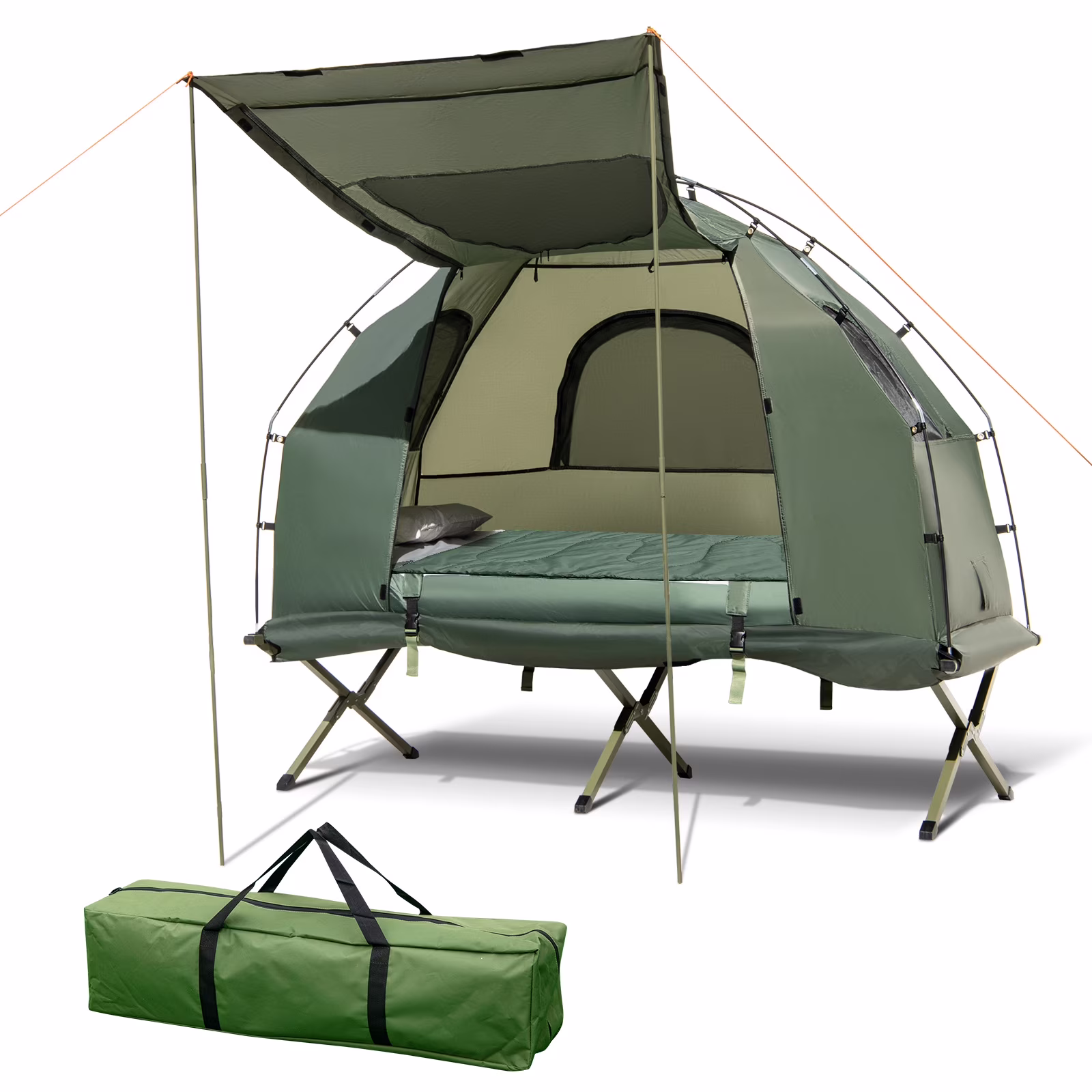 Patiojoy 1-Person Folding Camping Tent Cot Portable Pop-Up Tent w/Sleeping Bag & Air Mattress for Outdoor