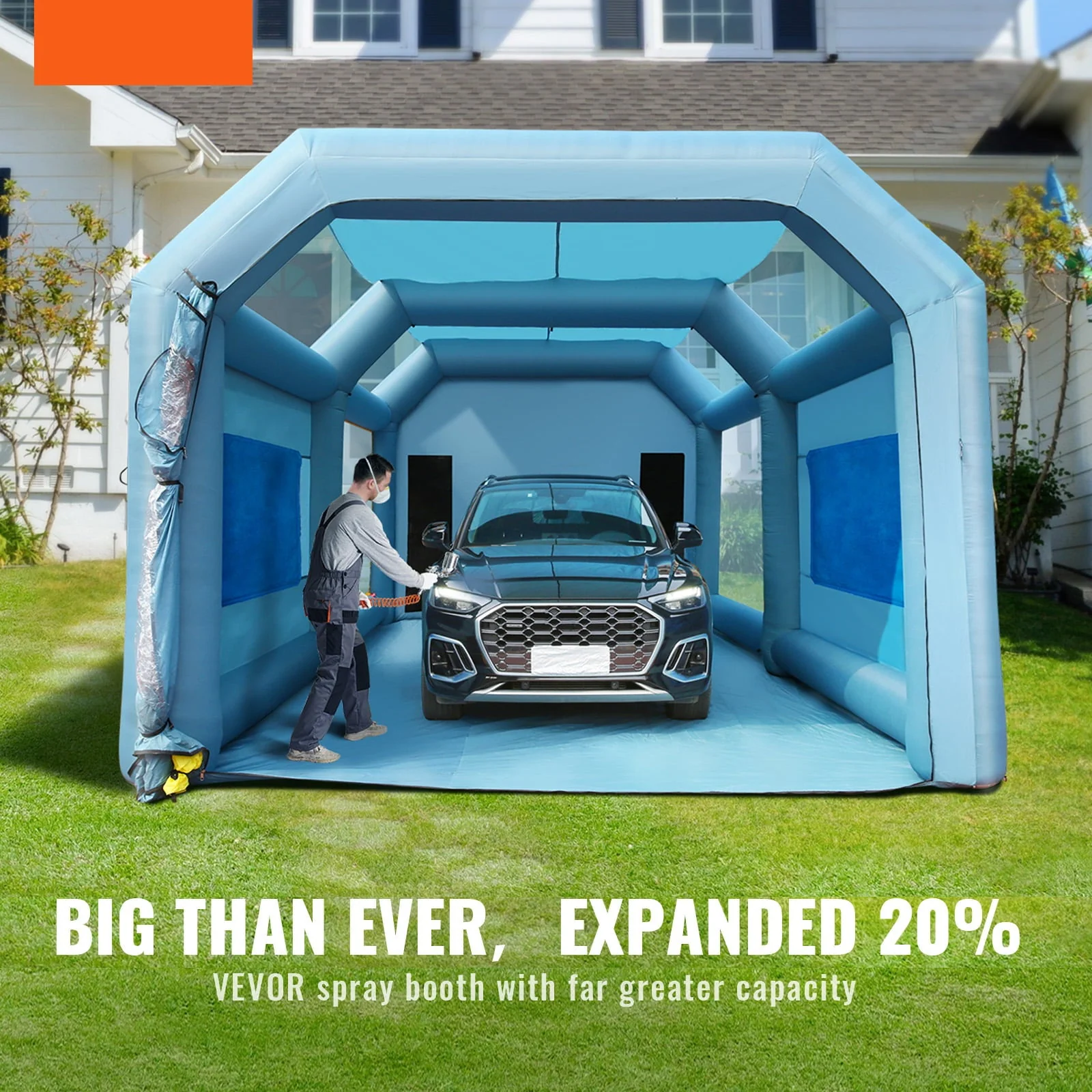 BENTISM Inflatable Paint Booth 26x15x11ft Inflatable Spray Booth Car Paint Tent with 750W+950W Filter System Blower