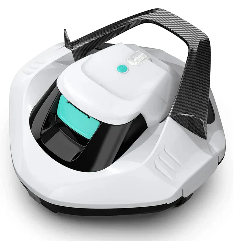 Cordless Robotic Pool Cleaner, Pool Vacuum Lasts 90 Mins, LED Indicator, Self-Parking, Ideal for Above/In-Ground Flat Pools up to 40 Feet - Gray